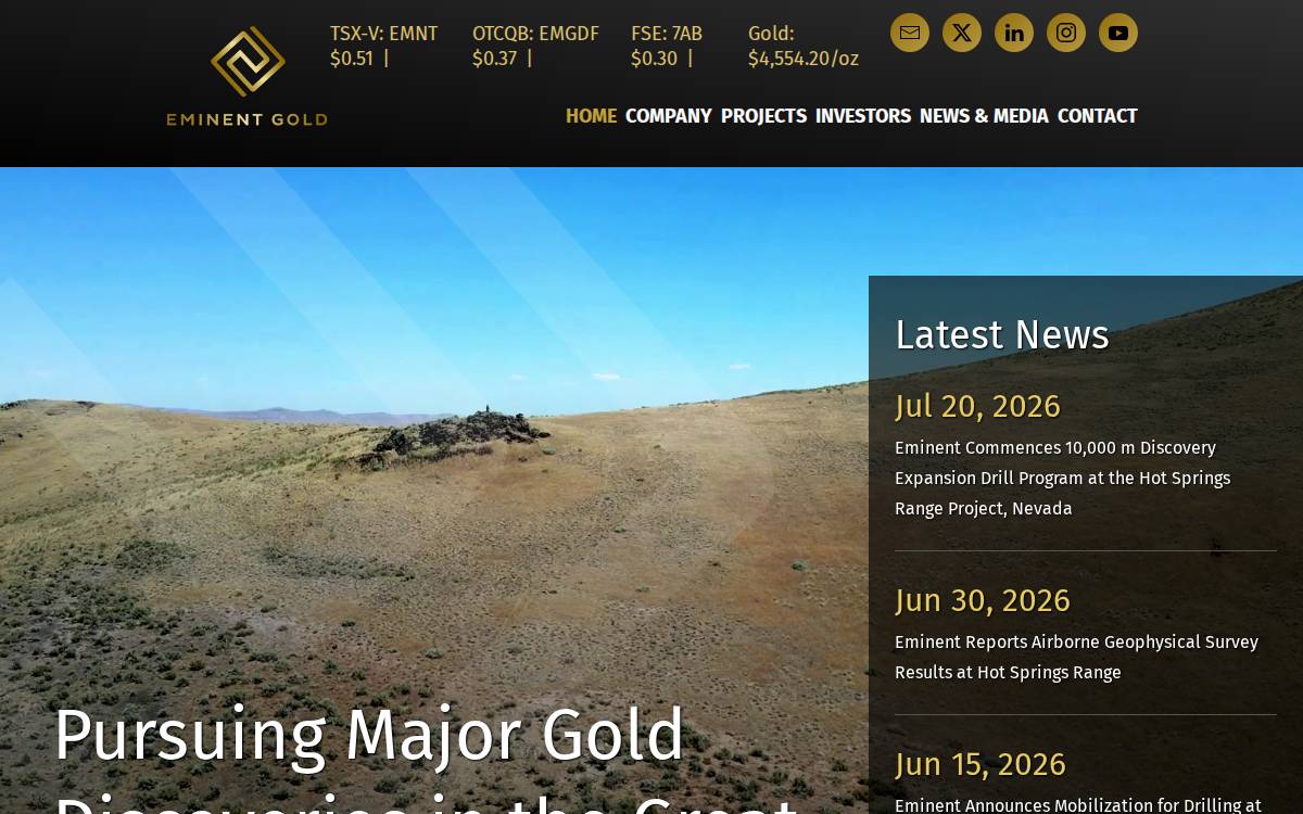 Eminent Gold website preview