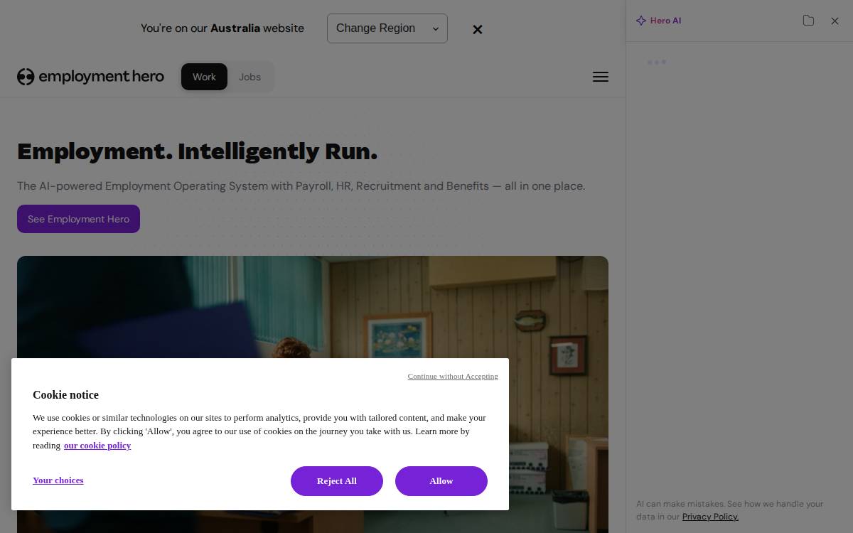Employment Hero website preview