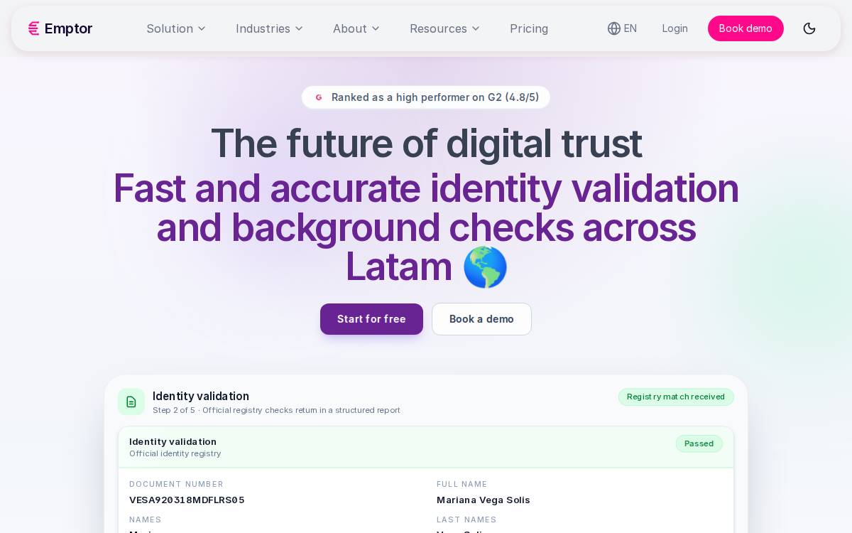 Emptor website preview