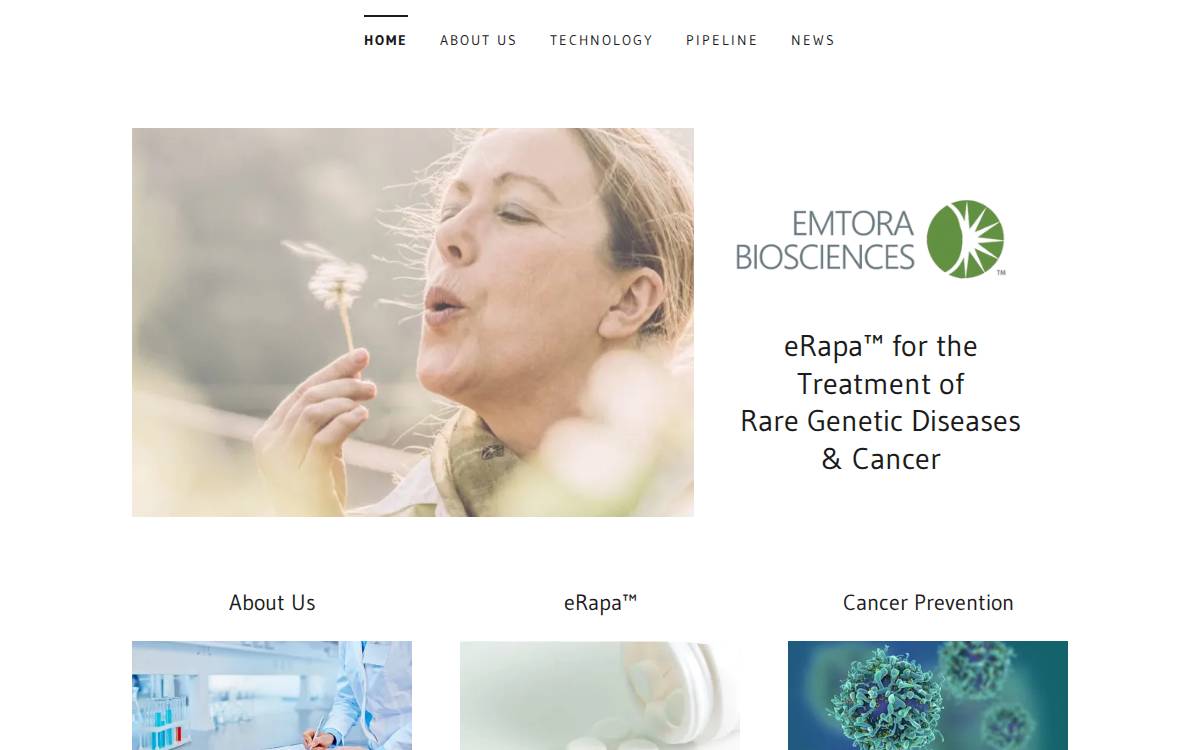 Emtora Biosciences website preview