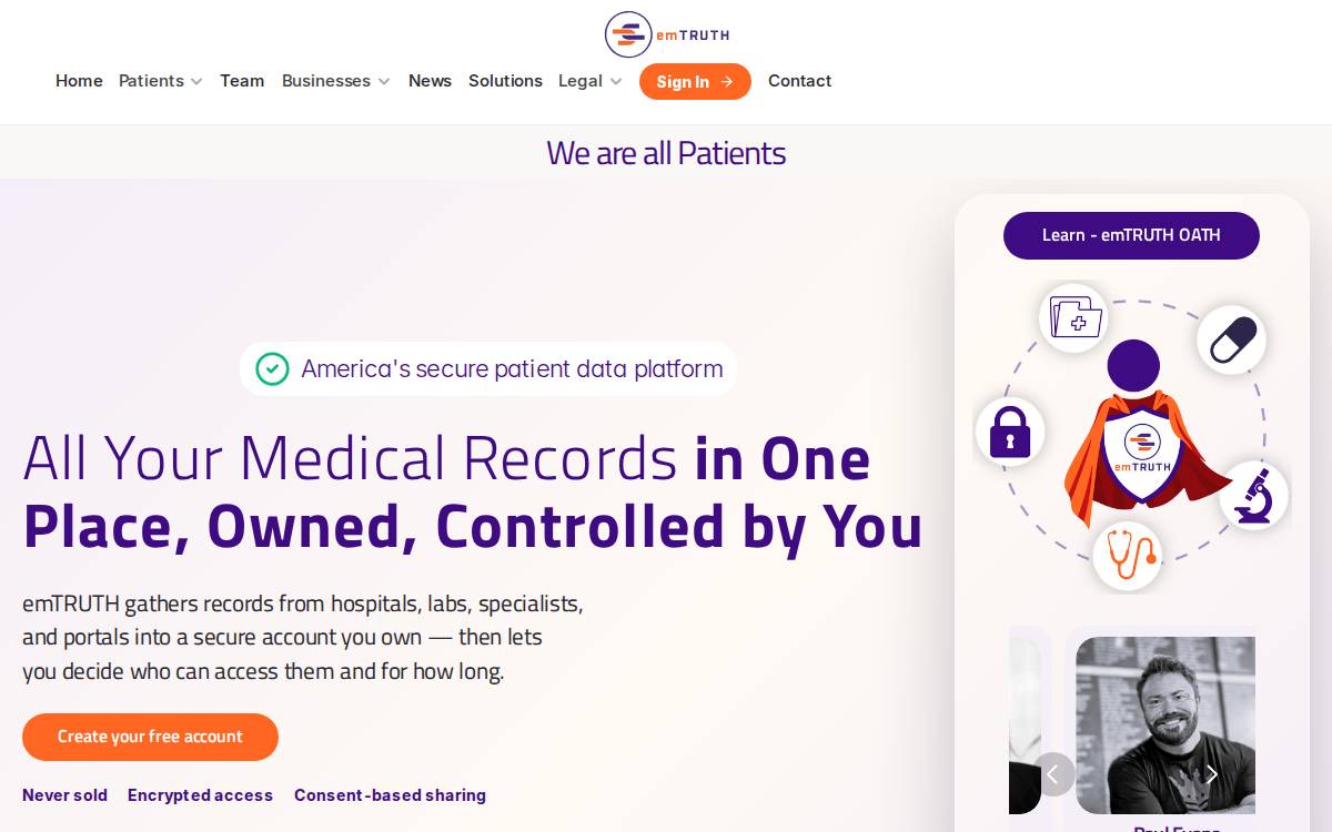 Emtruth website preview