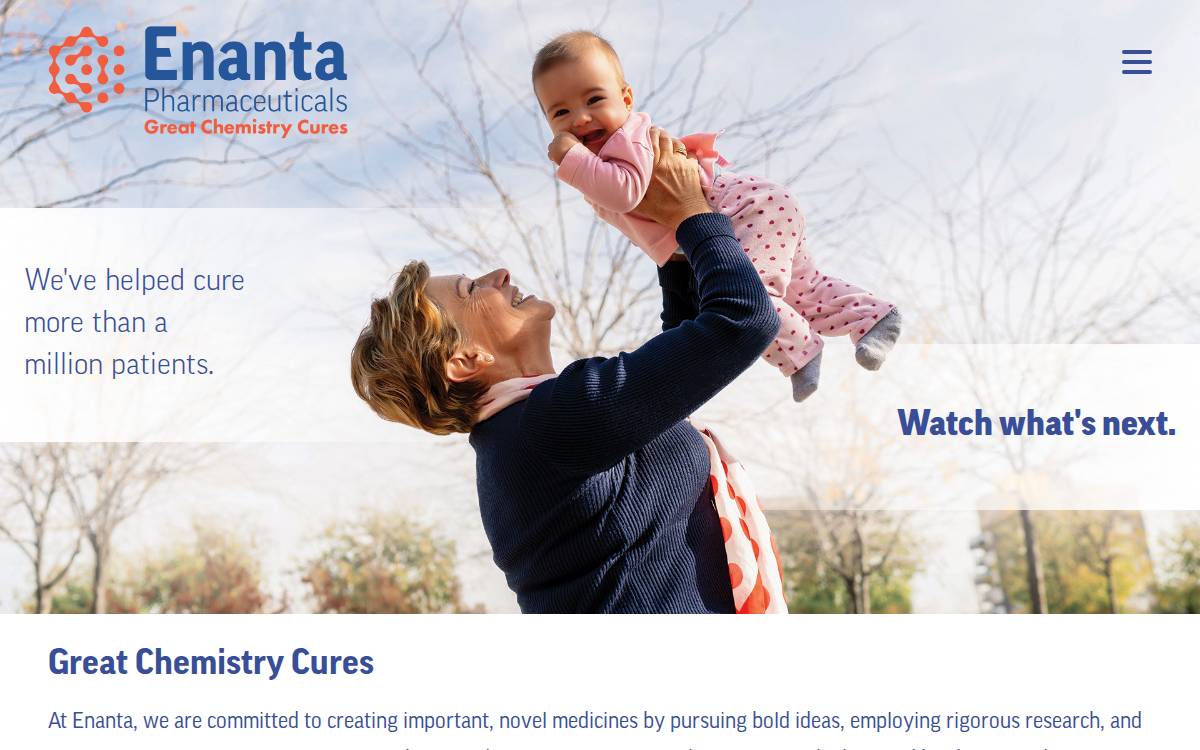 Enanta Pharmaceuticals website preview