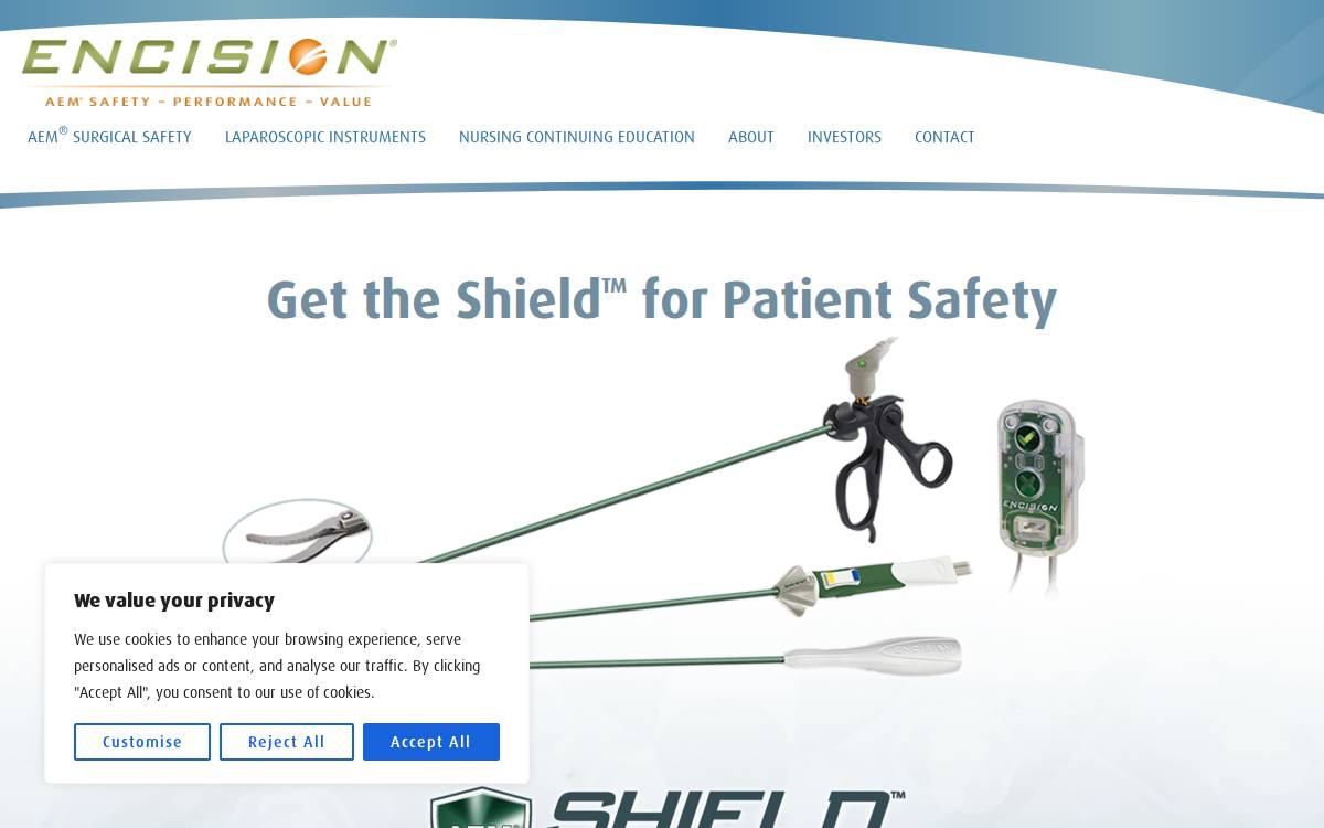 Encision website preview