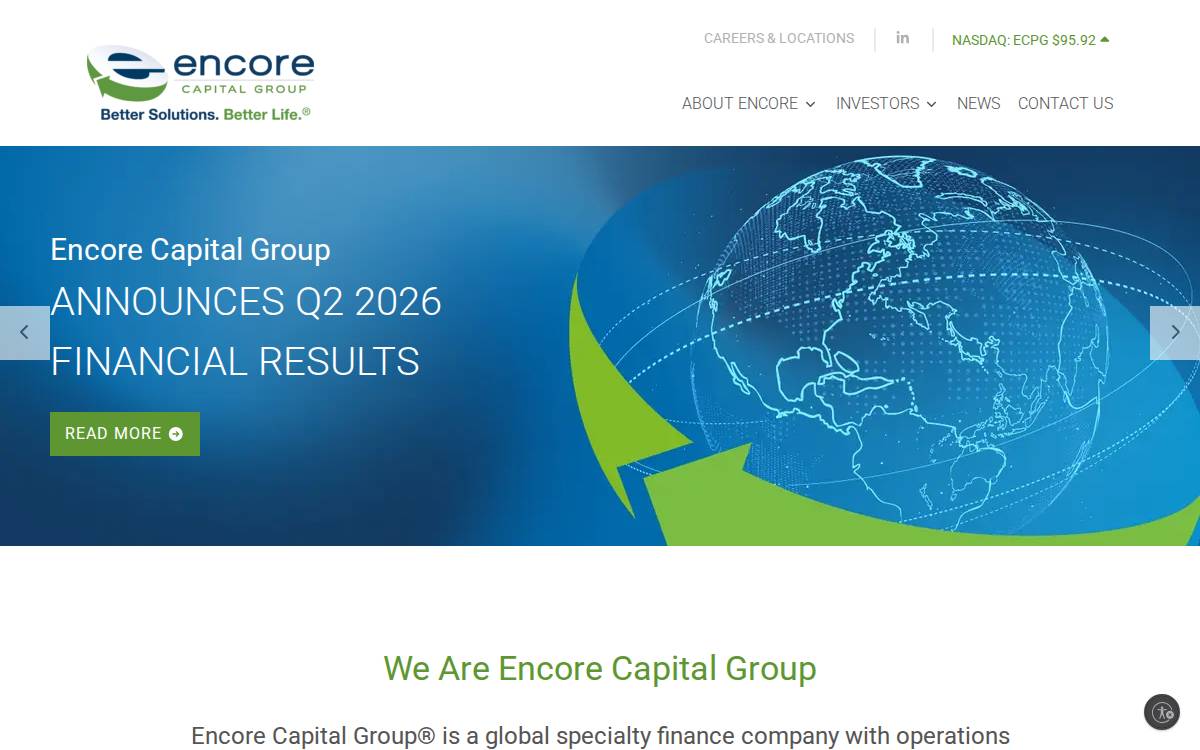 Encore Capital Group website preview