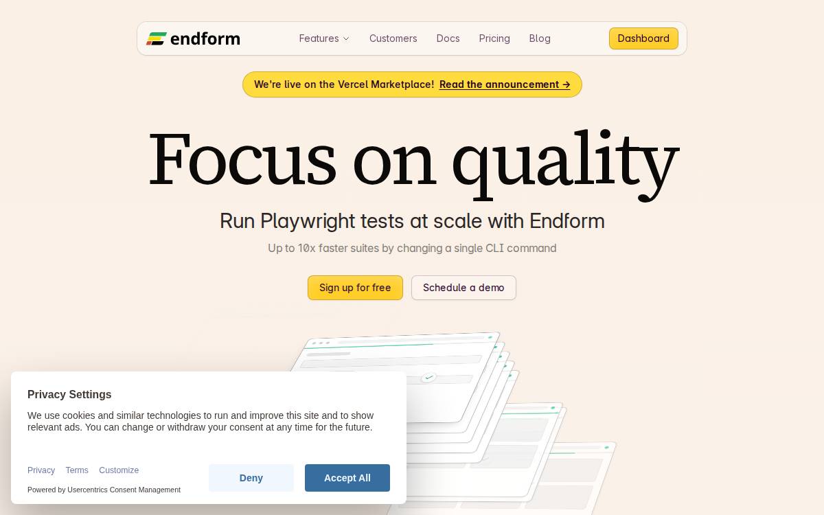 EndForm website preview
