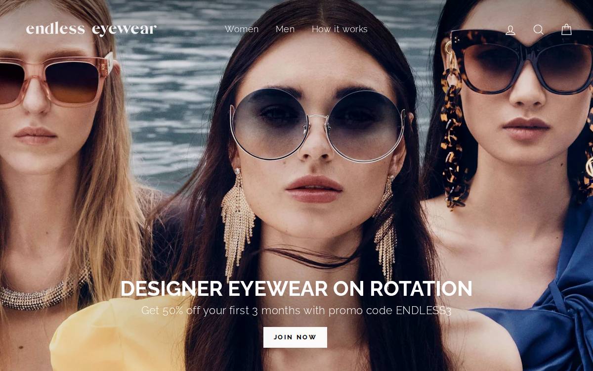 Endless Eyewear website preview