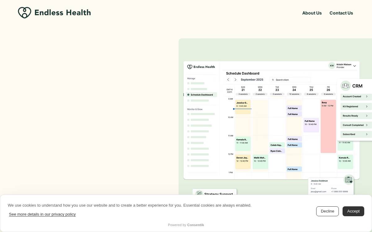Endless health website preview