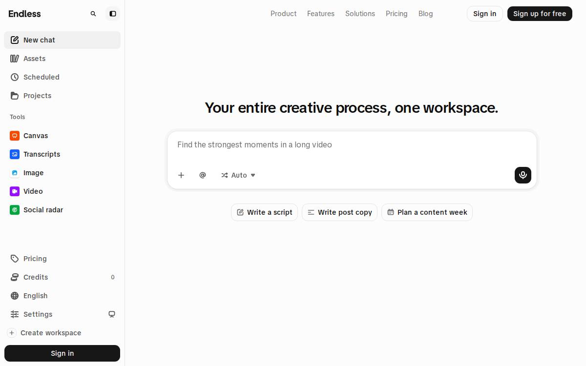 Endless website preview