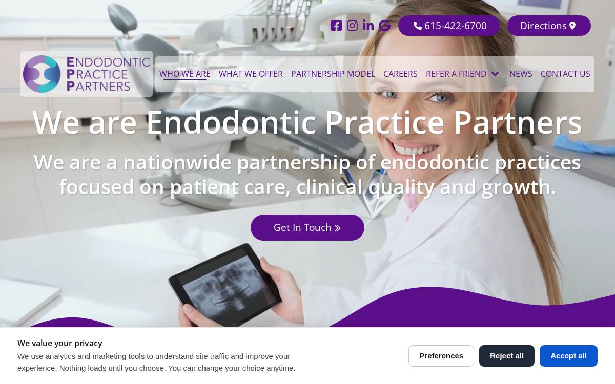 Endodontic Practice Partners website preview