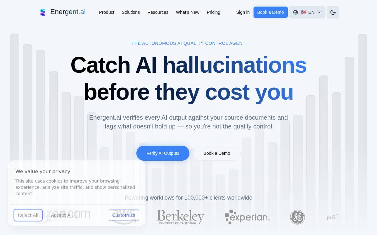 Energent AI website preview