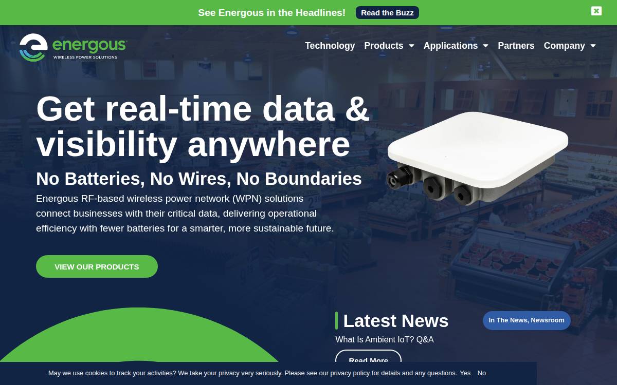 Energous website preview