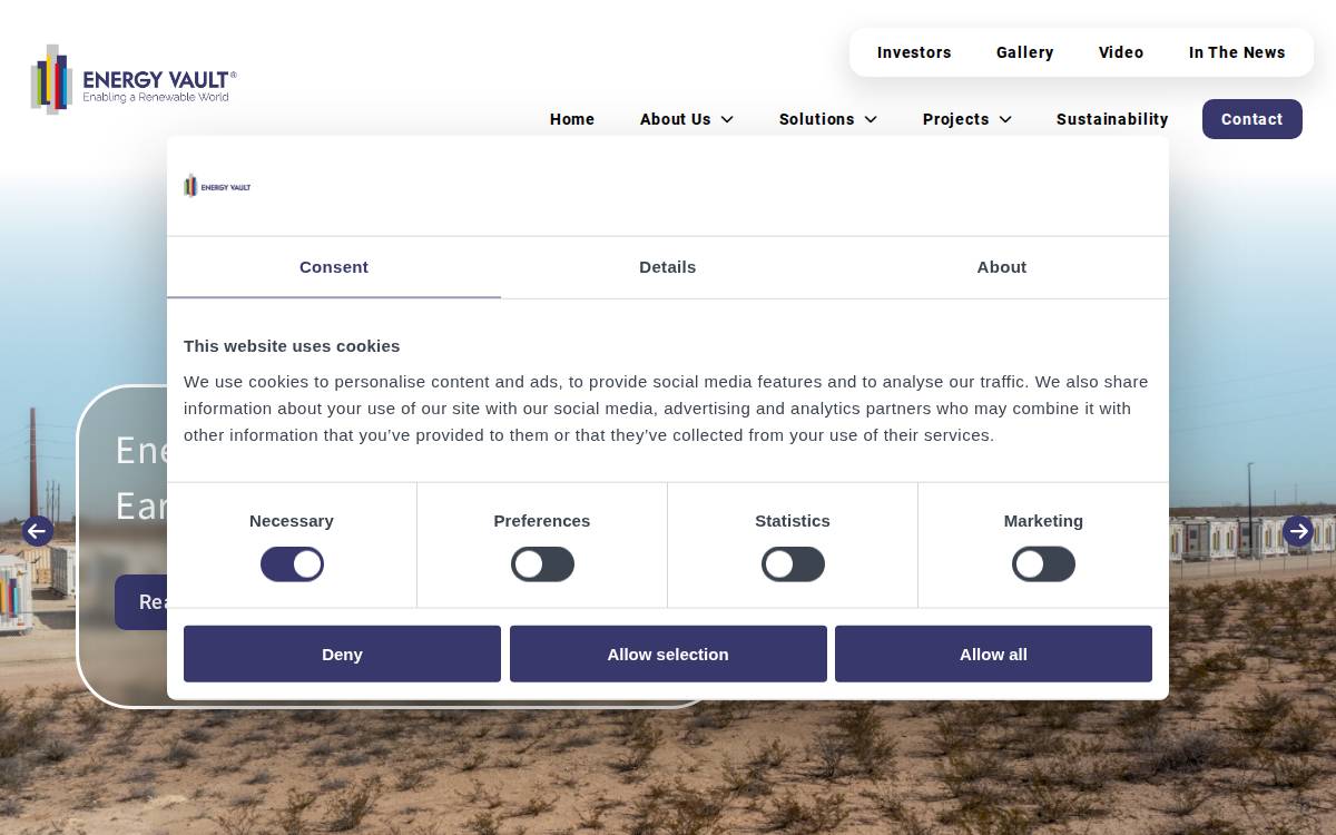 Energy Vault website preview