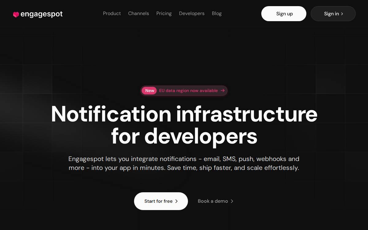 Engagespot website preview