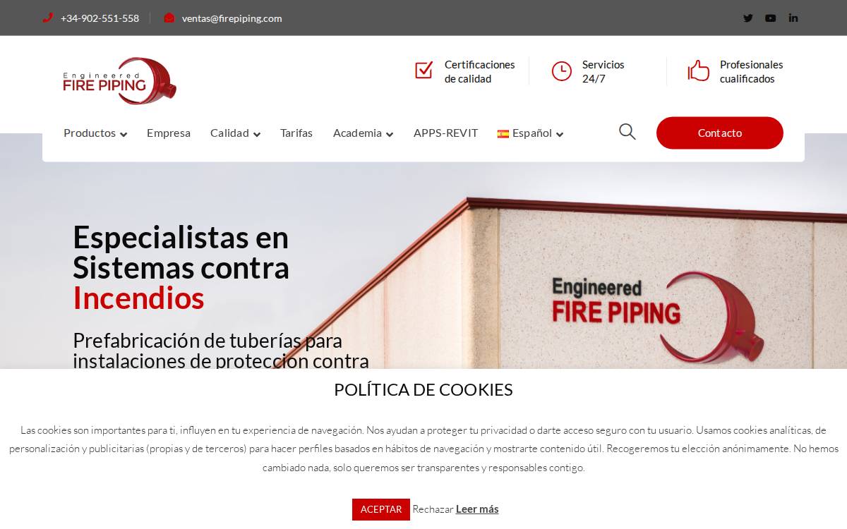 Engineered Fire Piping website preview