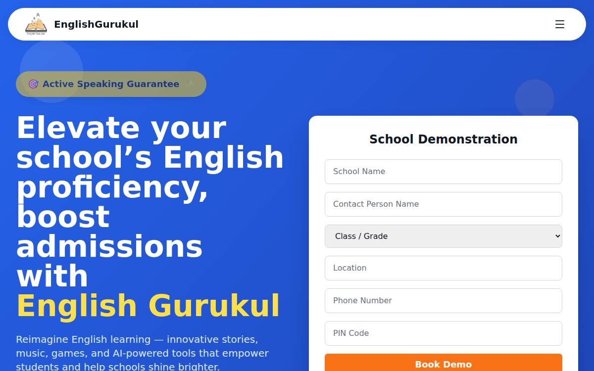 English Gurkul website preview
