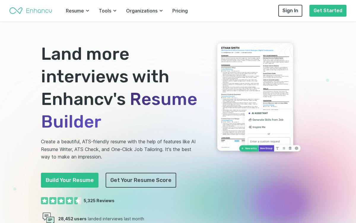 Enhancv website preview