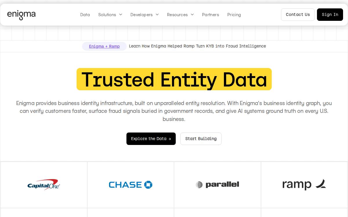 Enigma website preview