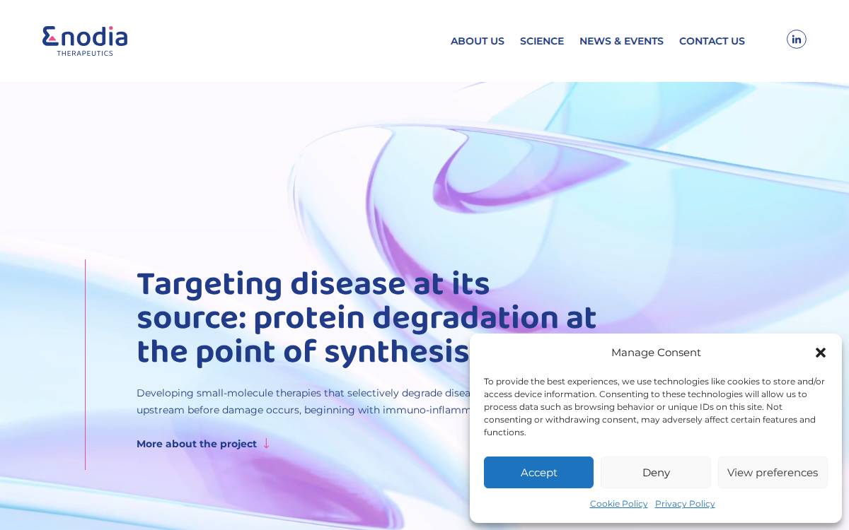Enodia Therapeutics website preview