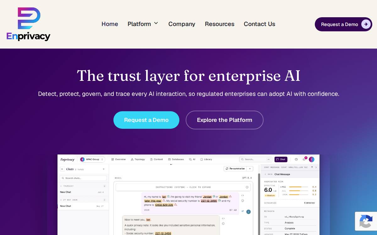 Enprivacy website preview