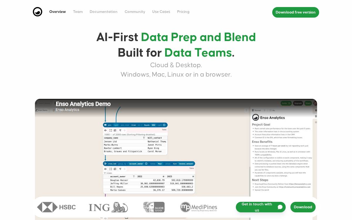 Enso Analytics website preview