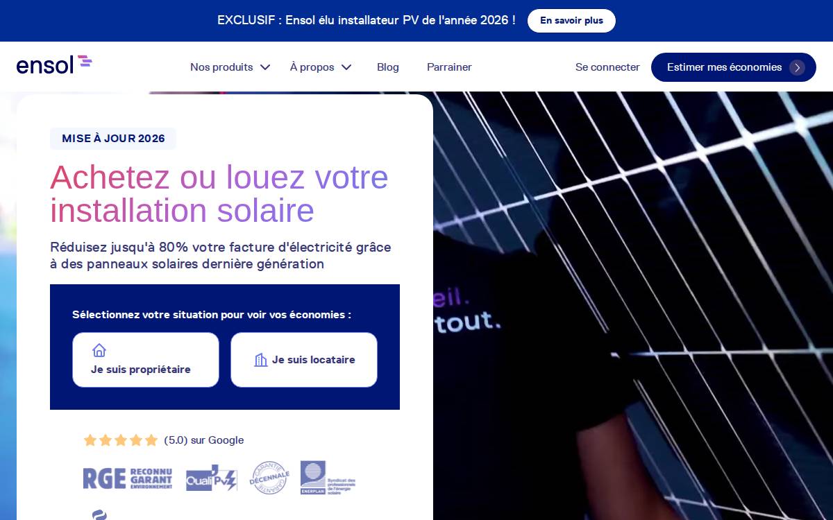 Ensol website preview