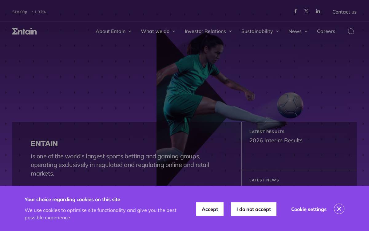 Entain Group website preview