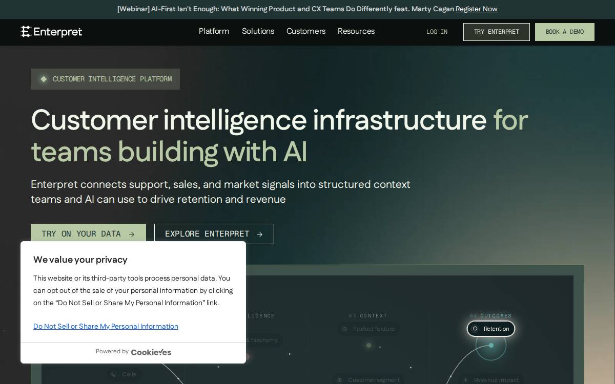 Enterpret website preview
