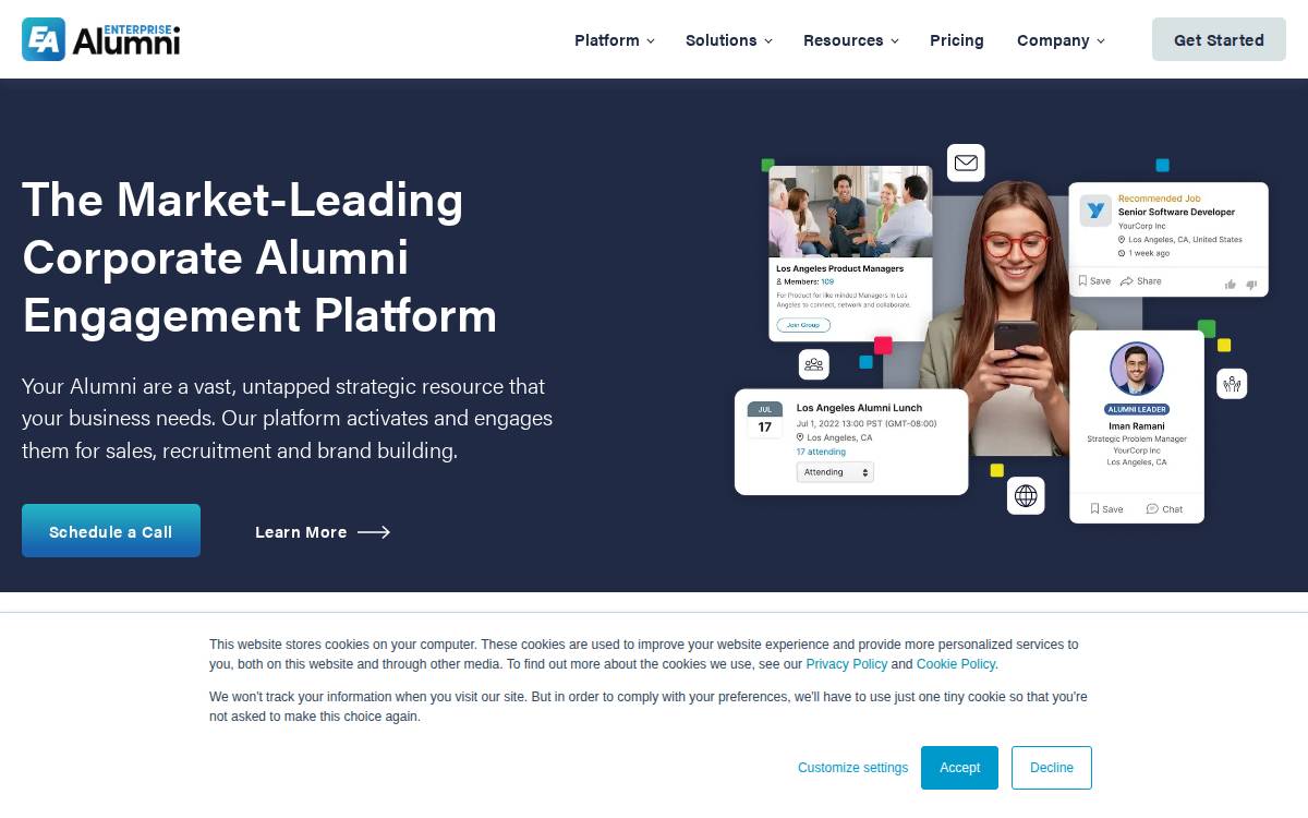 Enterprise Alumni website preview