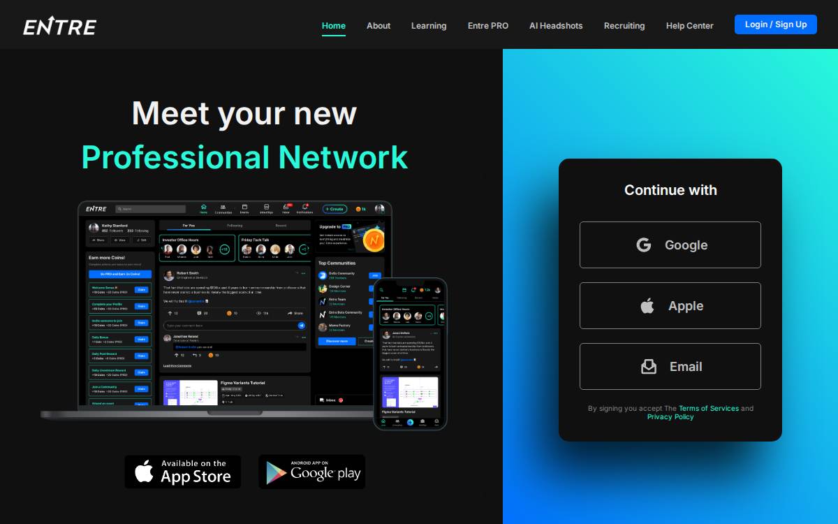 Entre website preview