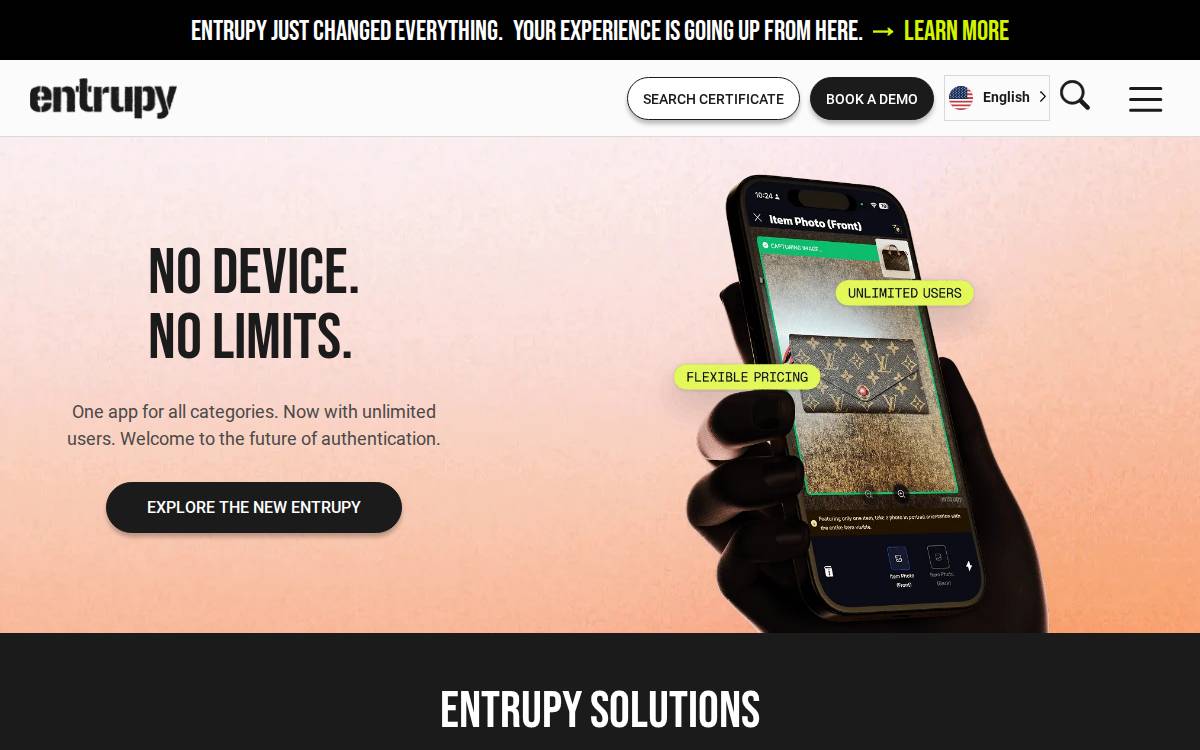 Entrupy website preview