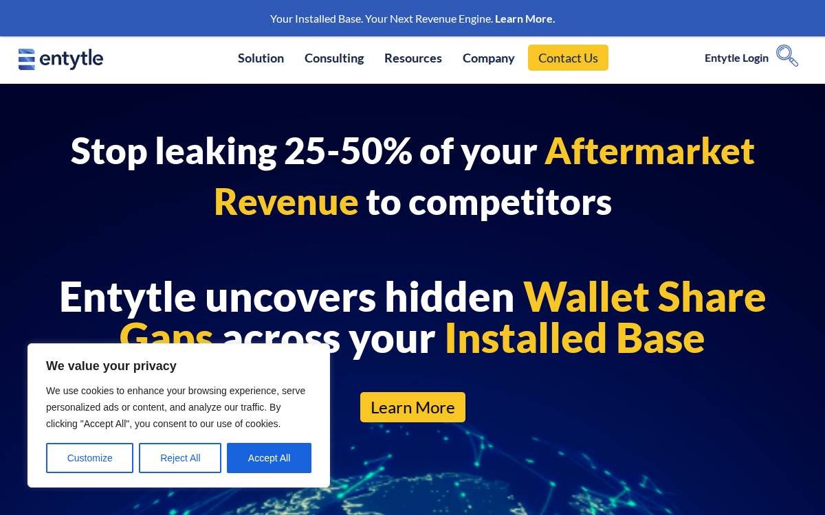 Entytle website preview