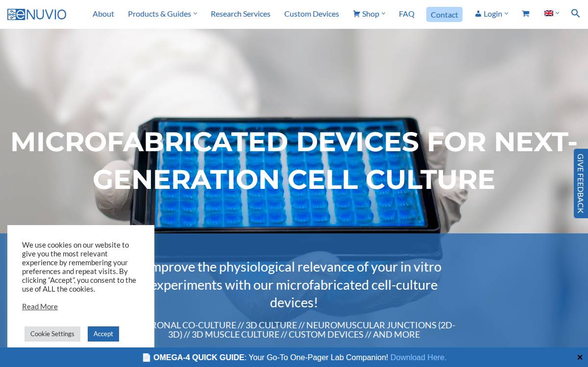 eNUVIO website preview