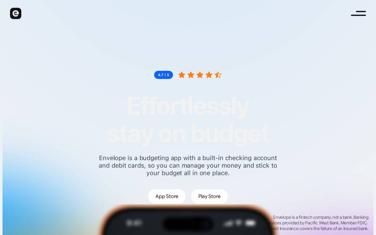 Envelopemoney website preview