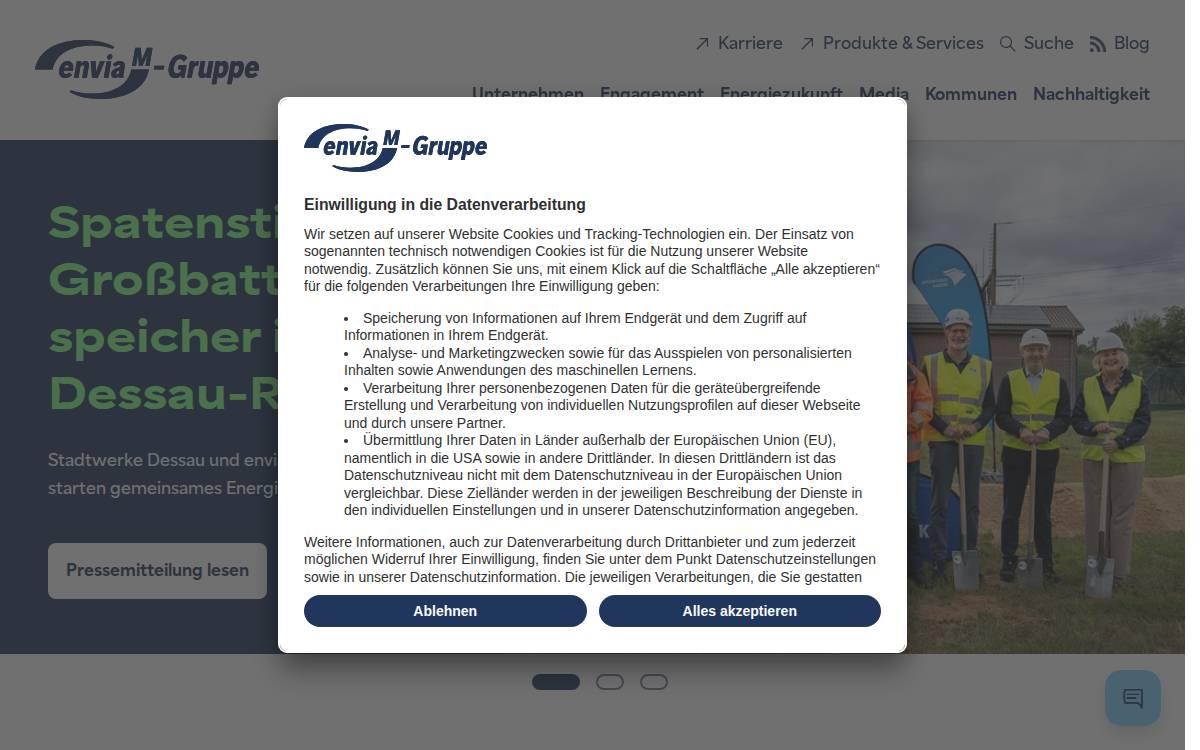 envia M website preview
