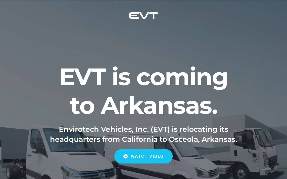 Envirotech Vehicles website preview