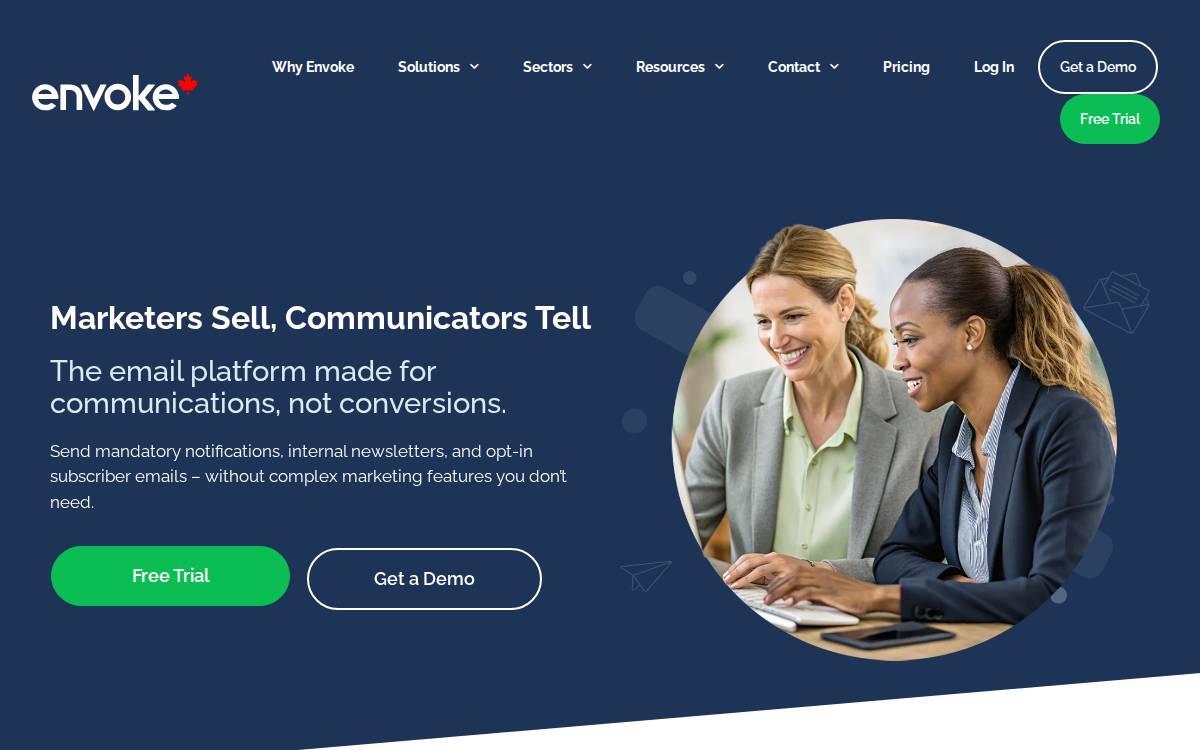 Envoke website preview