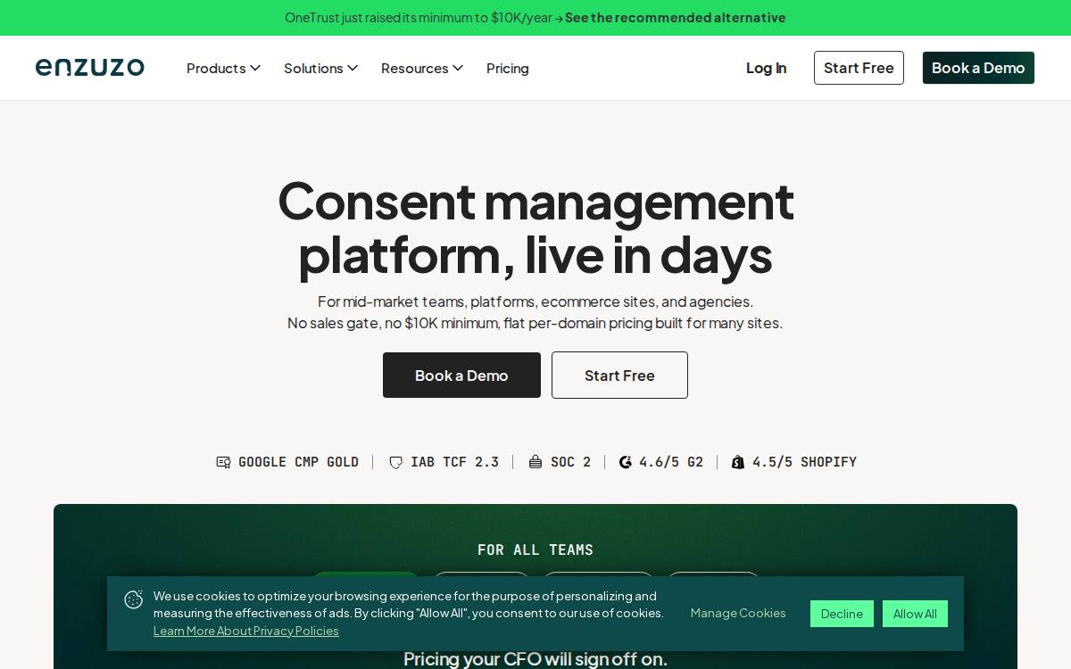 Enzuzo website preview
