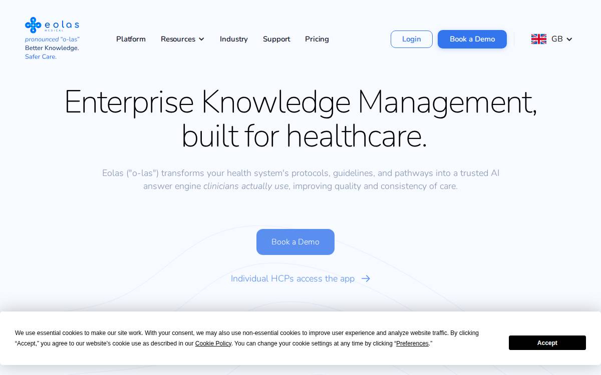 Eolas Medical website preview
