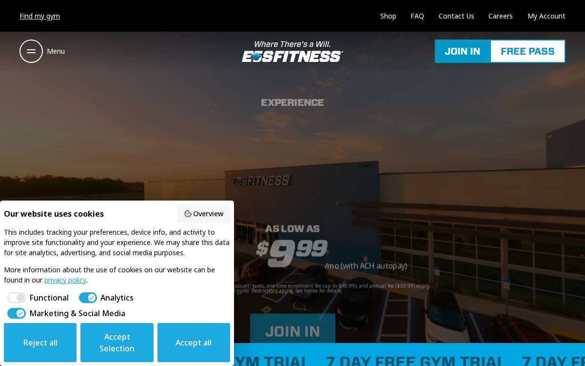 EoS Fitness website preview