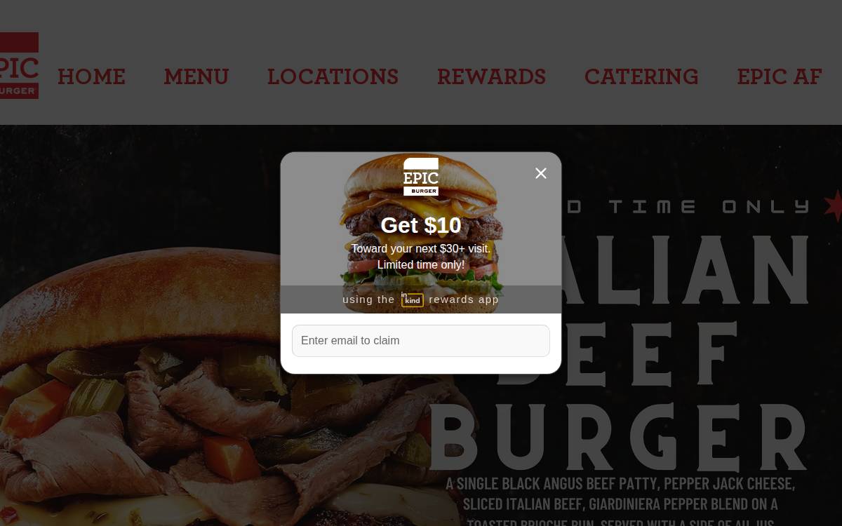 Epic Burger website preview