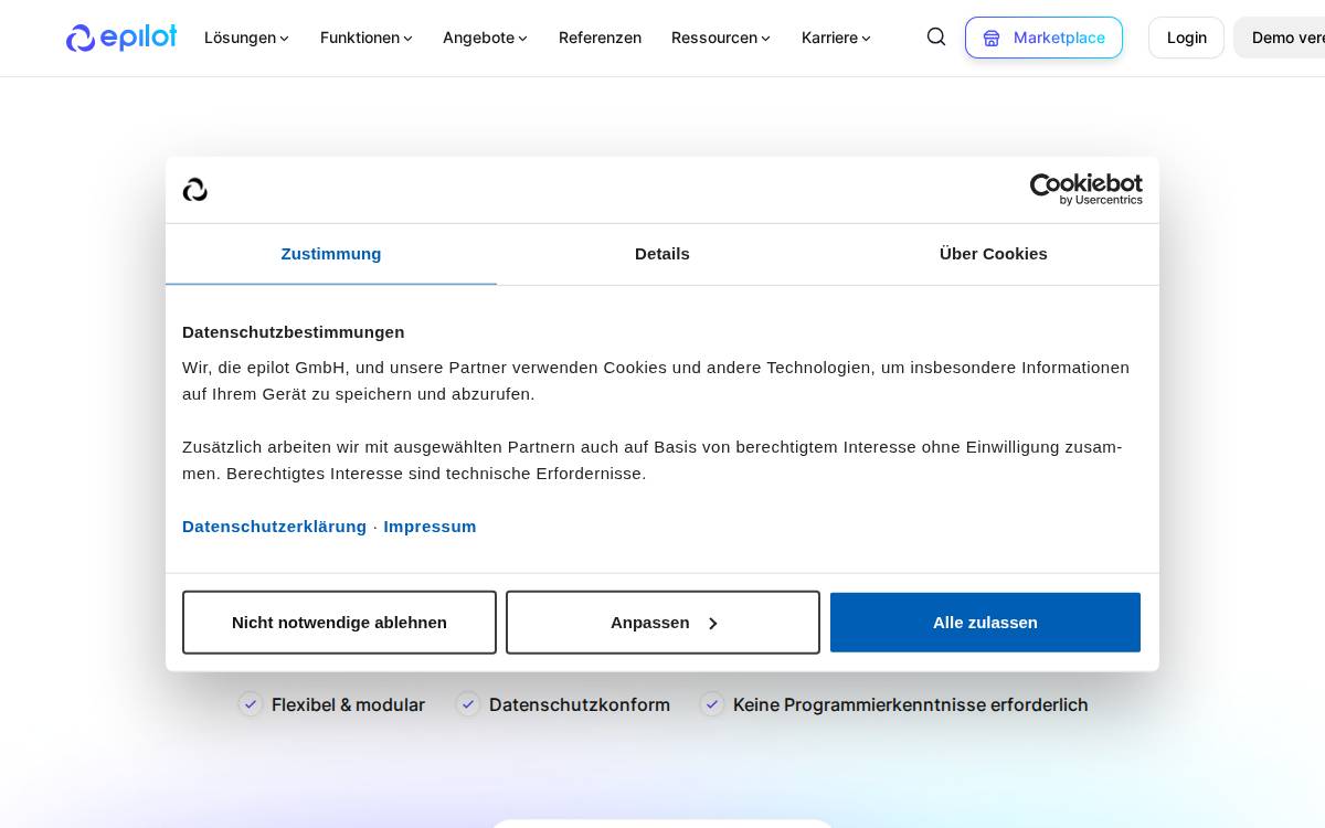 Epilot website preview