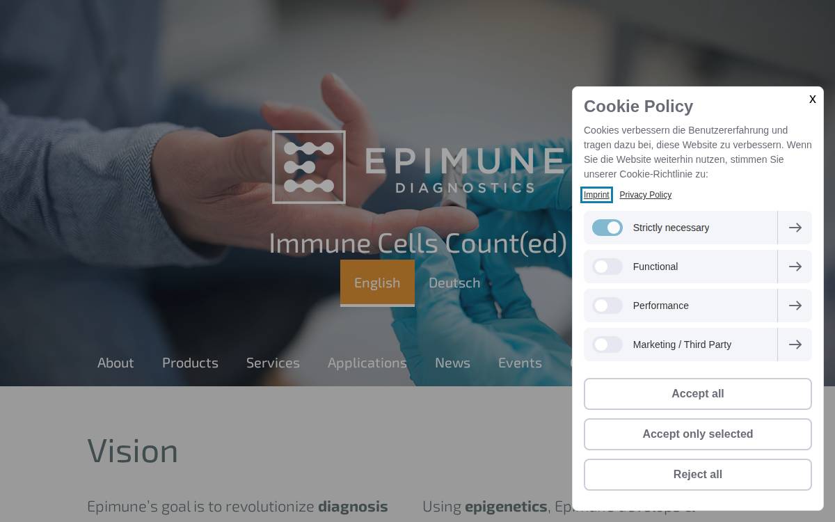 Epimune Diagnostics website preview