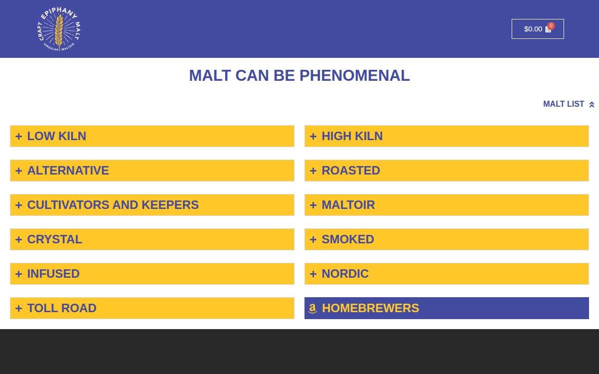 Epiphany Craft Malt website preview