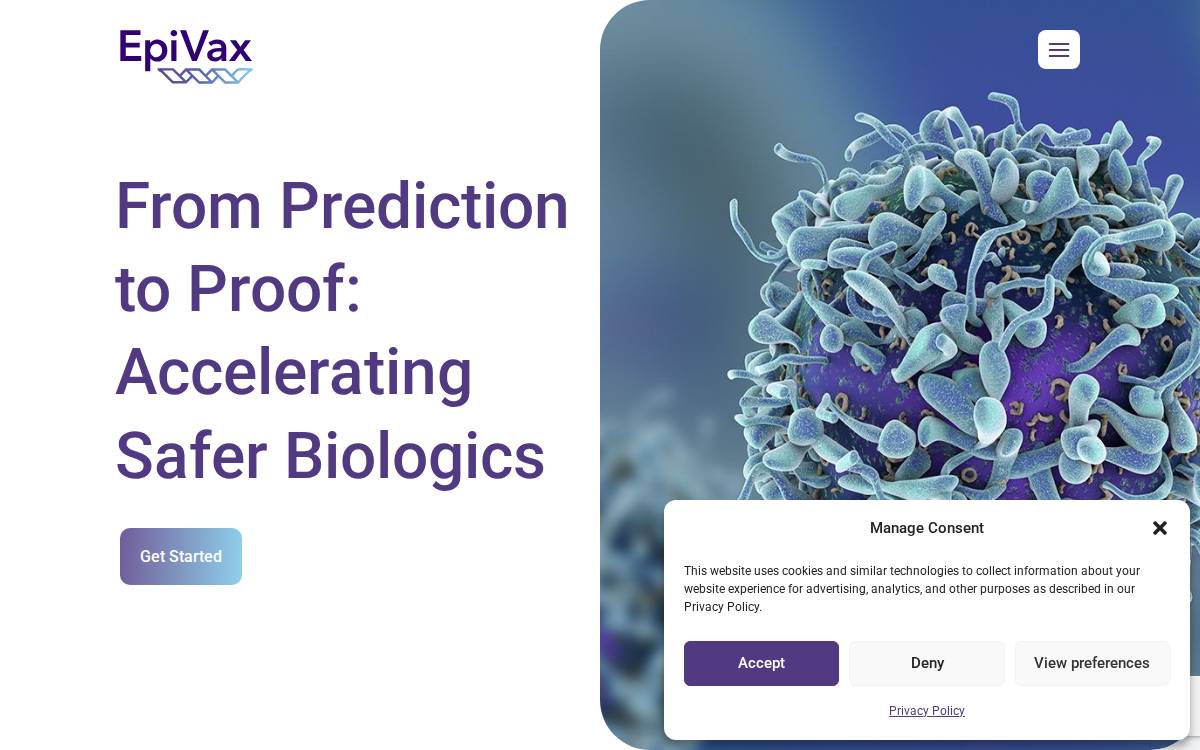 EPIVAX, INC. website preview