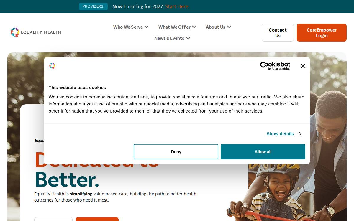 Equality Health website preview