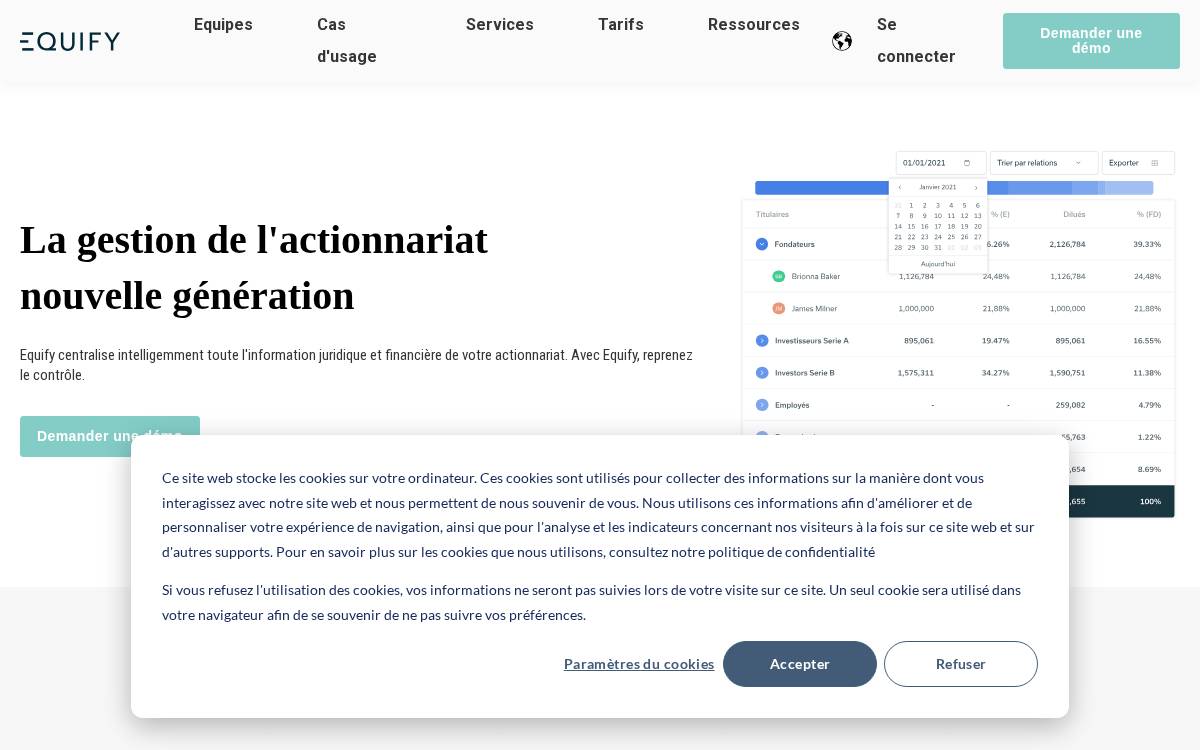 Equify website preview