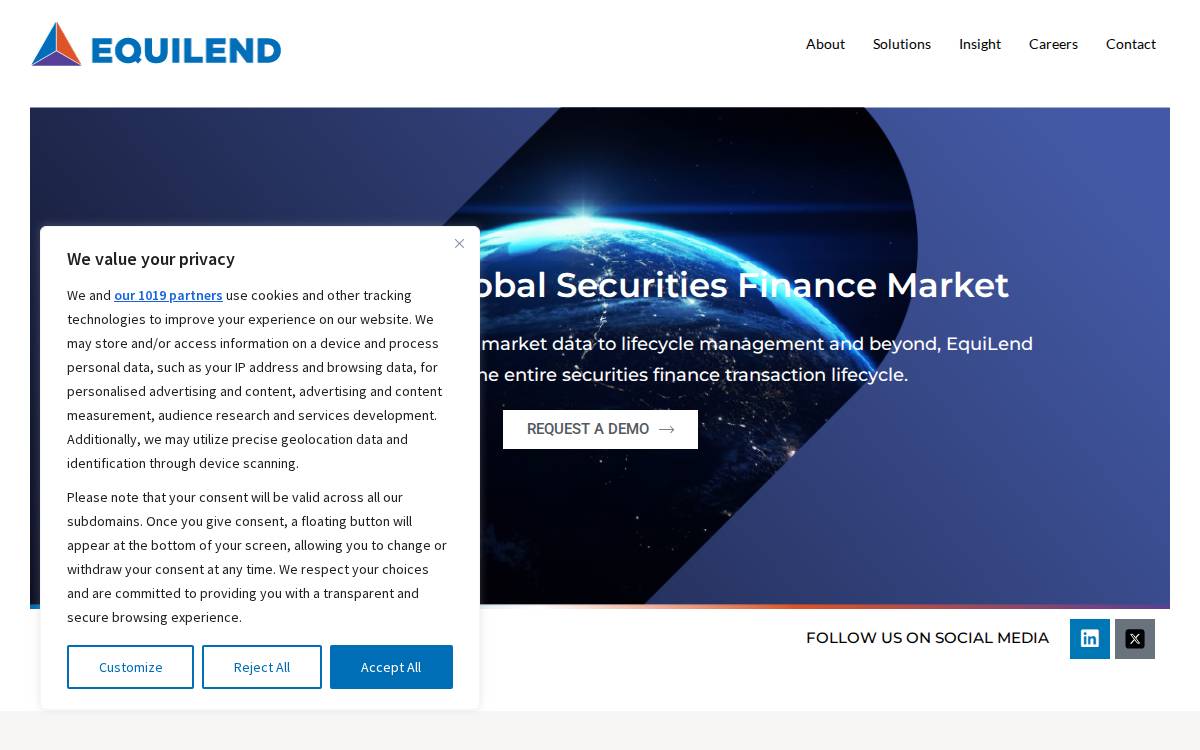 Equilend website preview