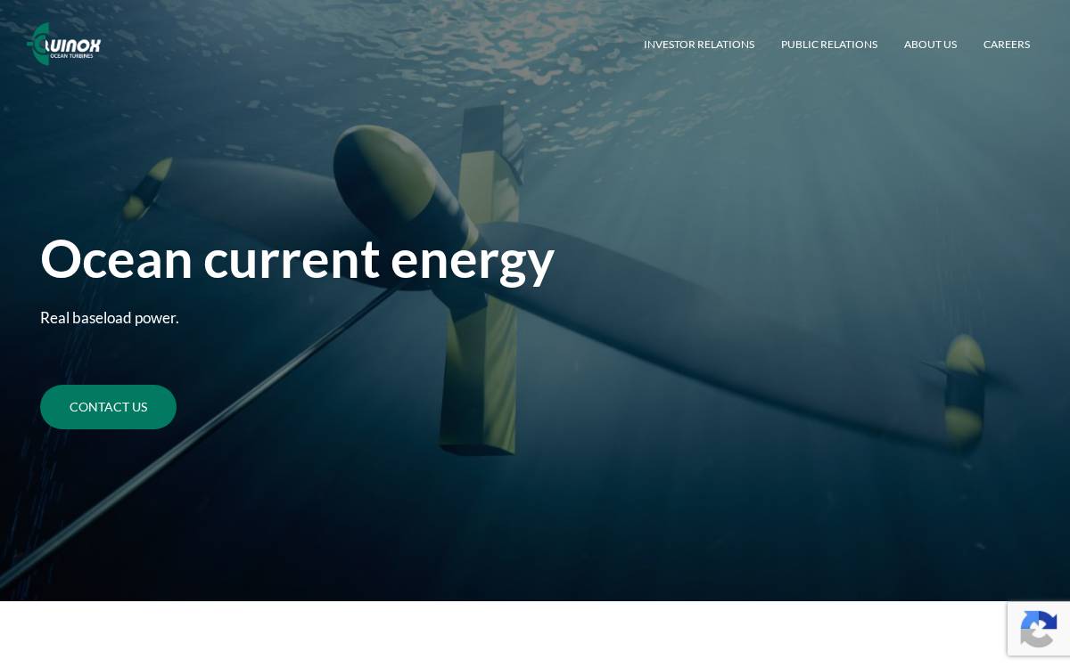 Equinox Ocean Turbines website preview