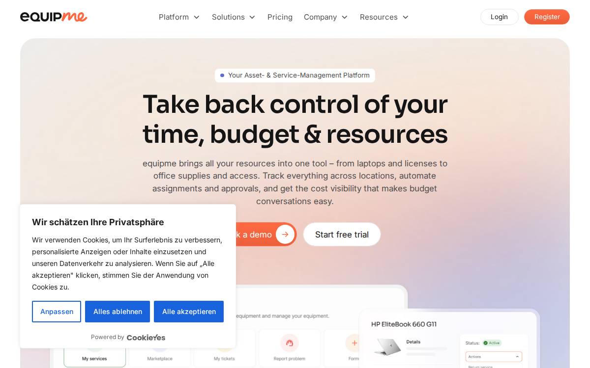 Equipme website preview