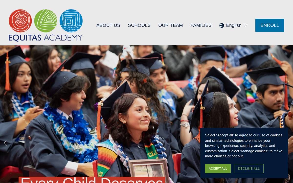 Equitas Academy 7 Schools website preview